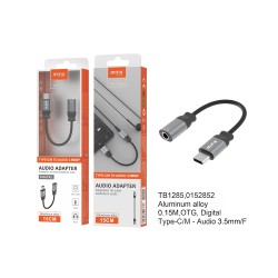MTK ADAPTER CABLE TB1285 NE FROM TYPE C MALE TO 3.5MM FEMALE AUDIO 0.15M BLACK  MTK ADAPTER CABLE TB1285 NE FROM TYPE C MALE TO 3.5MM FEMALE AUDIO 0.15M BLACK